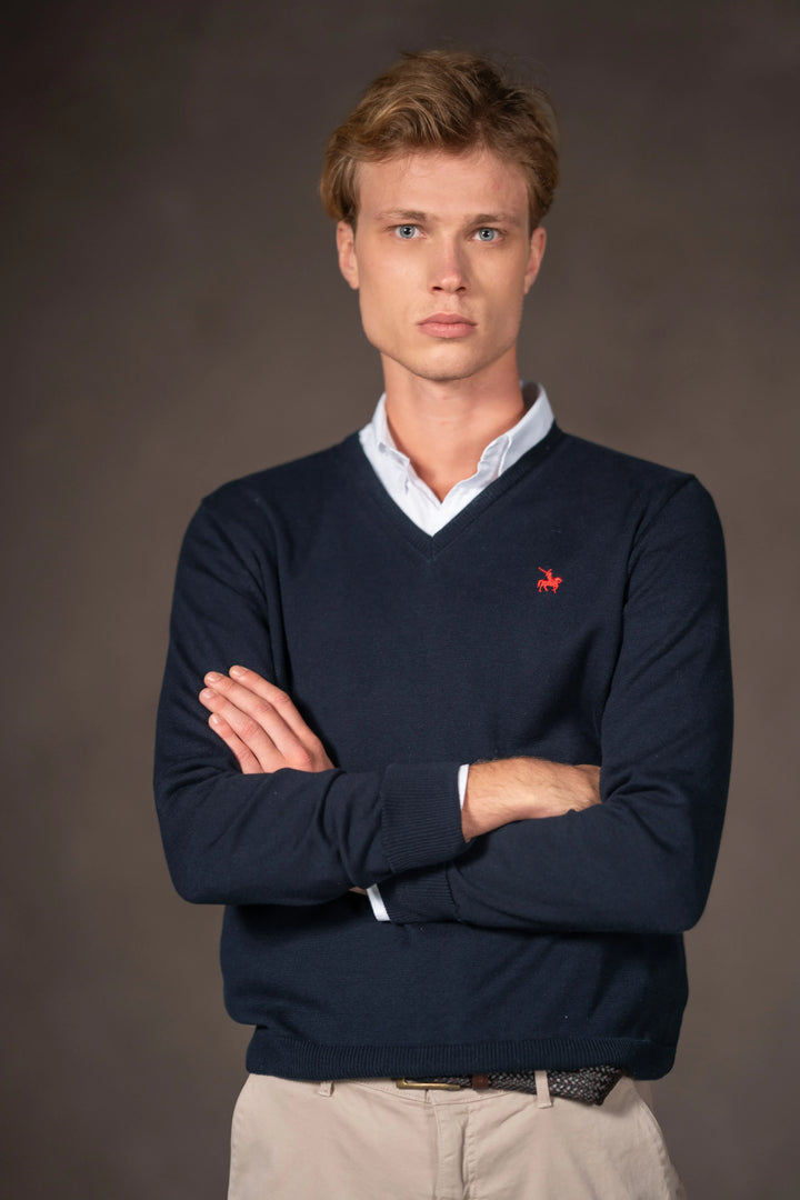 Suéter V neck Hombre Azul Oscuro