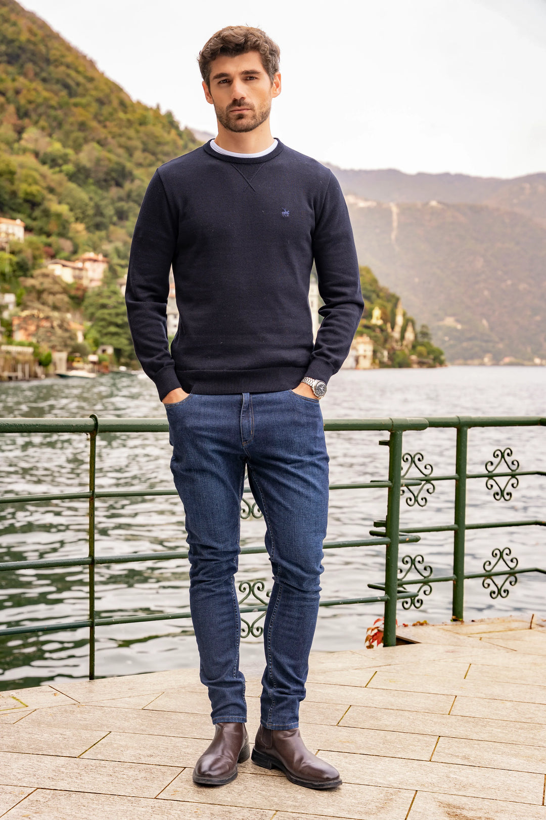 Suéter Crewneck Hombre Azul Oscuro