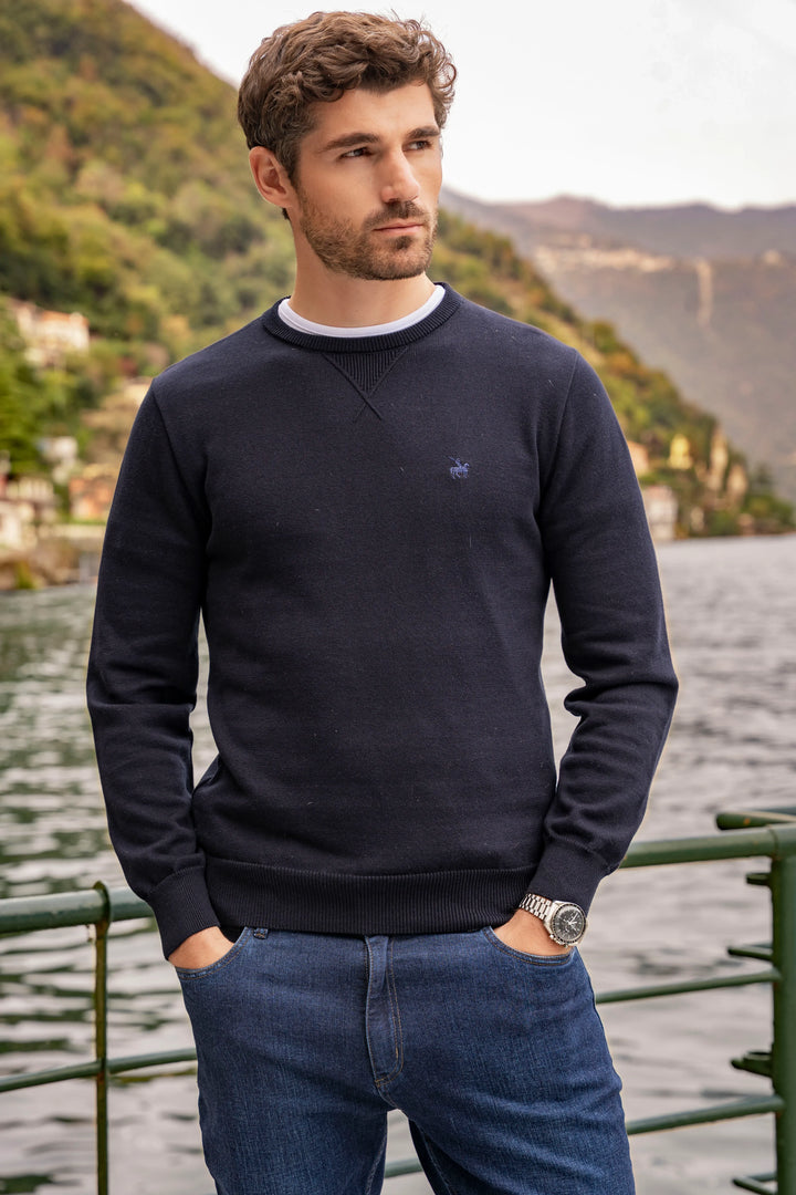 Suéter Crewneck Hombre Azul Oscuro