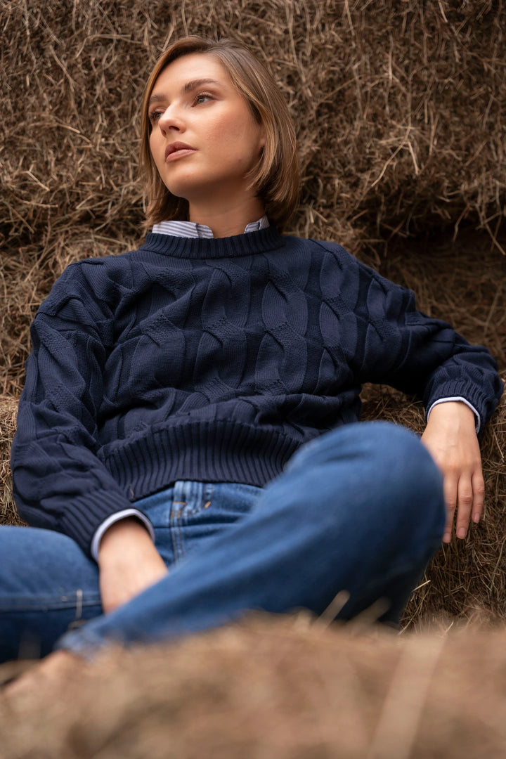 Sueter Hortensia Azul Oscuro Mujer