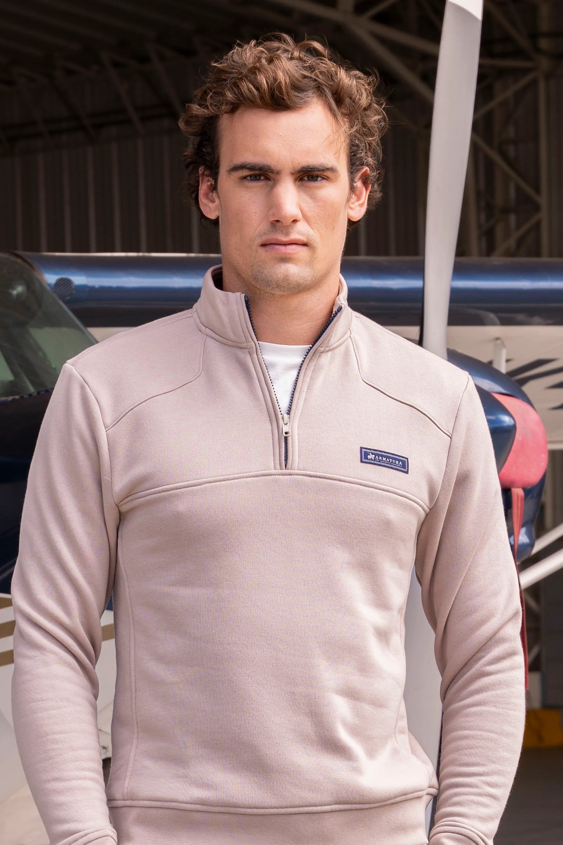 Suéter Everyday Halfzip Hombre Beige