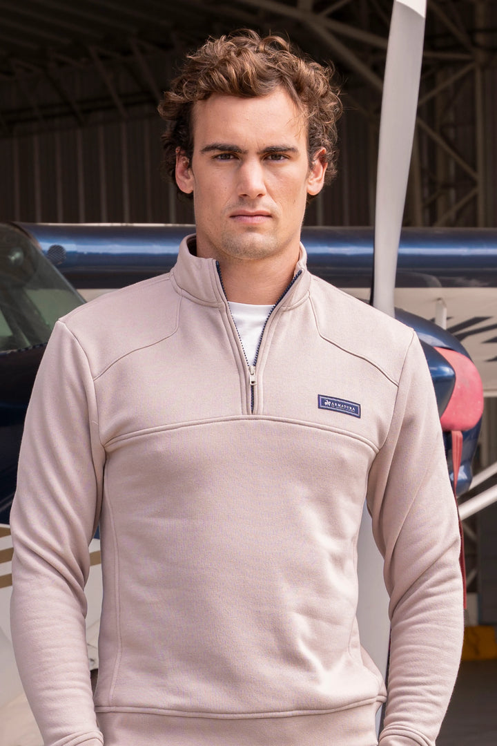 Suéter Everyday Halfzip Hombre Beige