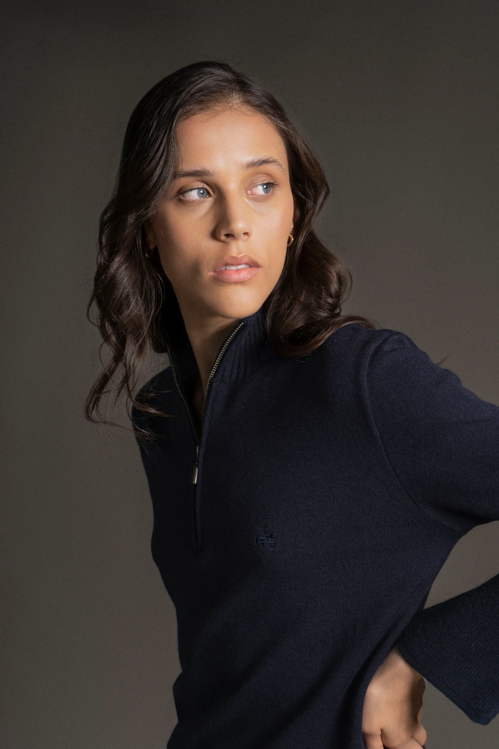 Suéter Go To Halfzip Mujer Azul Oscuro