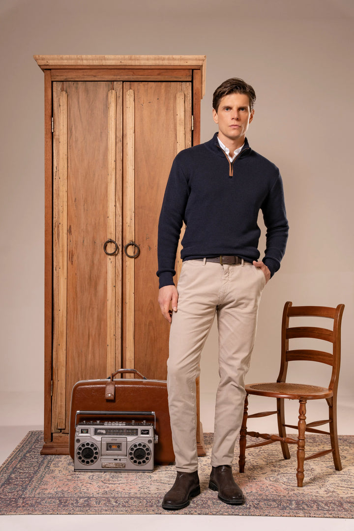 Suéter Halfzip Brienno Hombre Azul Oscuro