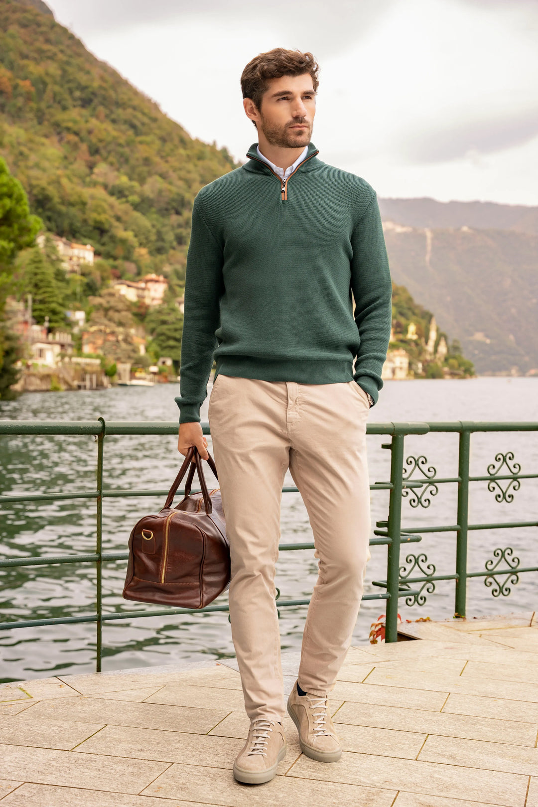 Suéter Halfzip Brienno Hombre Verde Pino