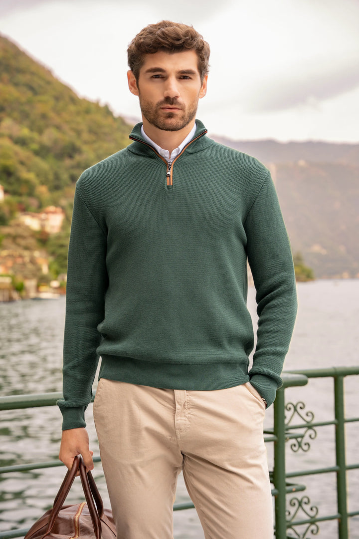 Suéter Halfzip Brienno Hombre Verde Pino