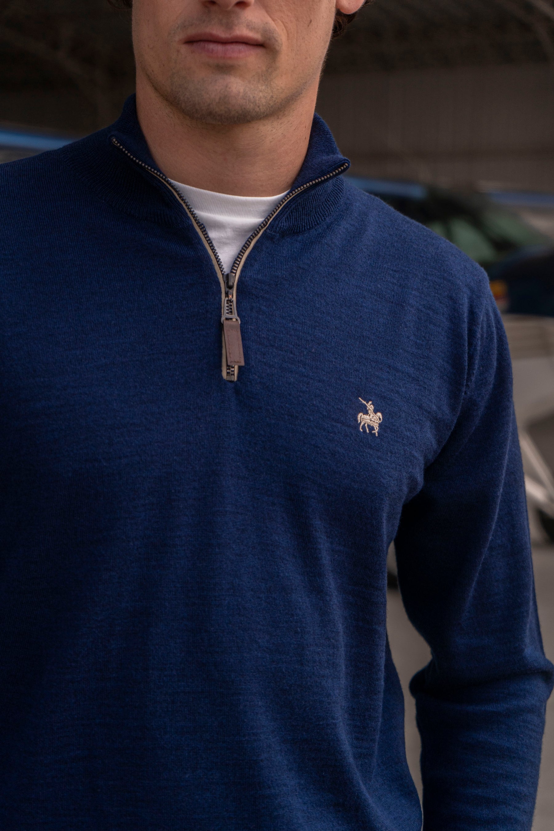 Suéter Halfzip Merino Azul Oscuro
