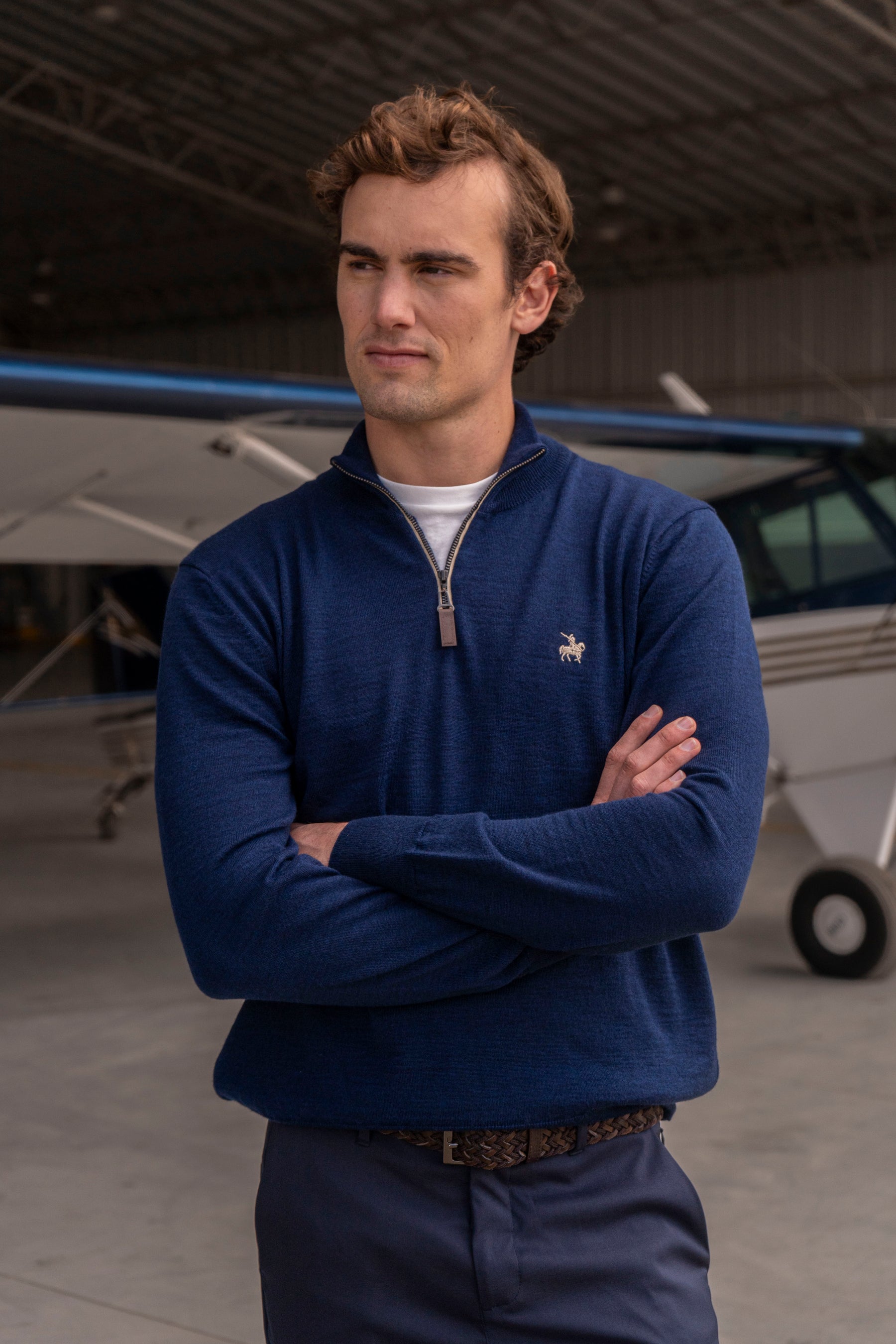 Suéter Halfzip Merino Azul Oscuro