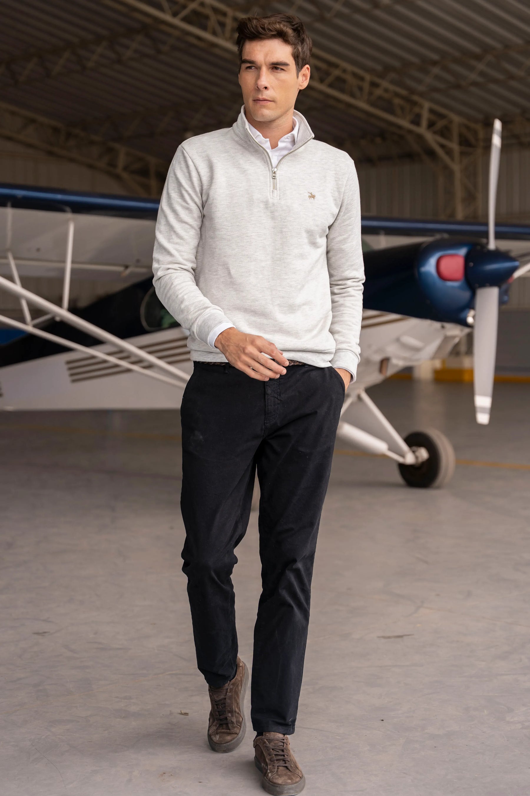 Suéter Halfzip Premium Hombre Arena