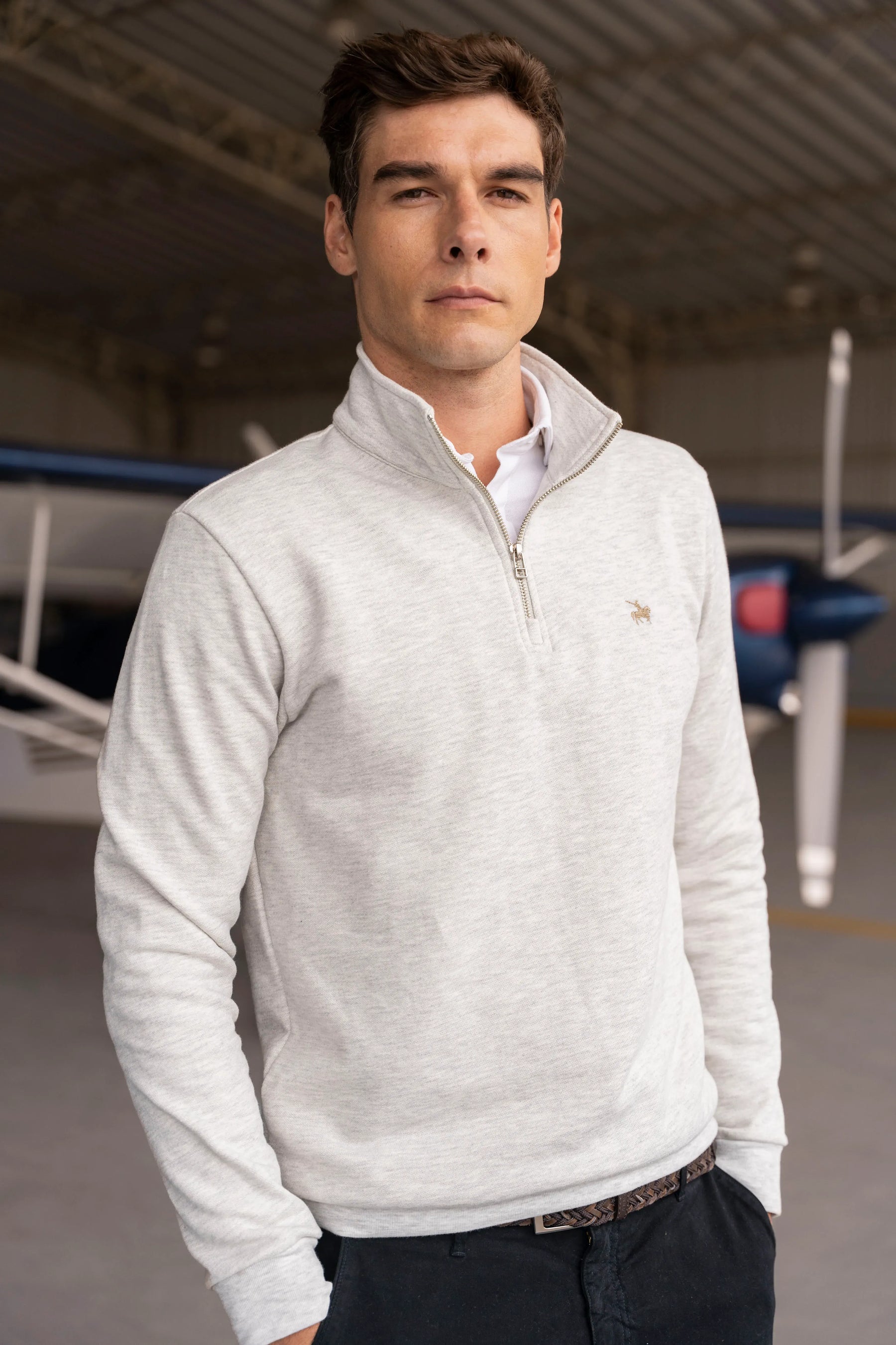 Suéter Halfzip Premium Hombre Arena