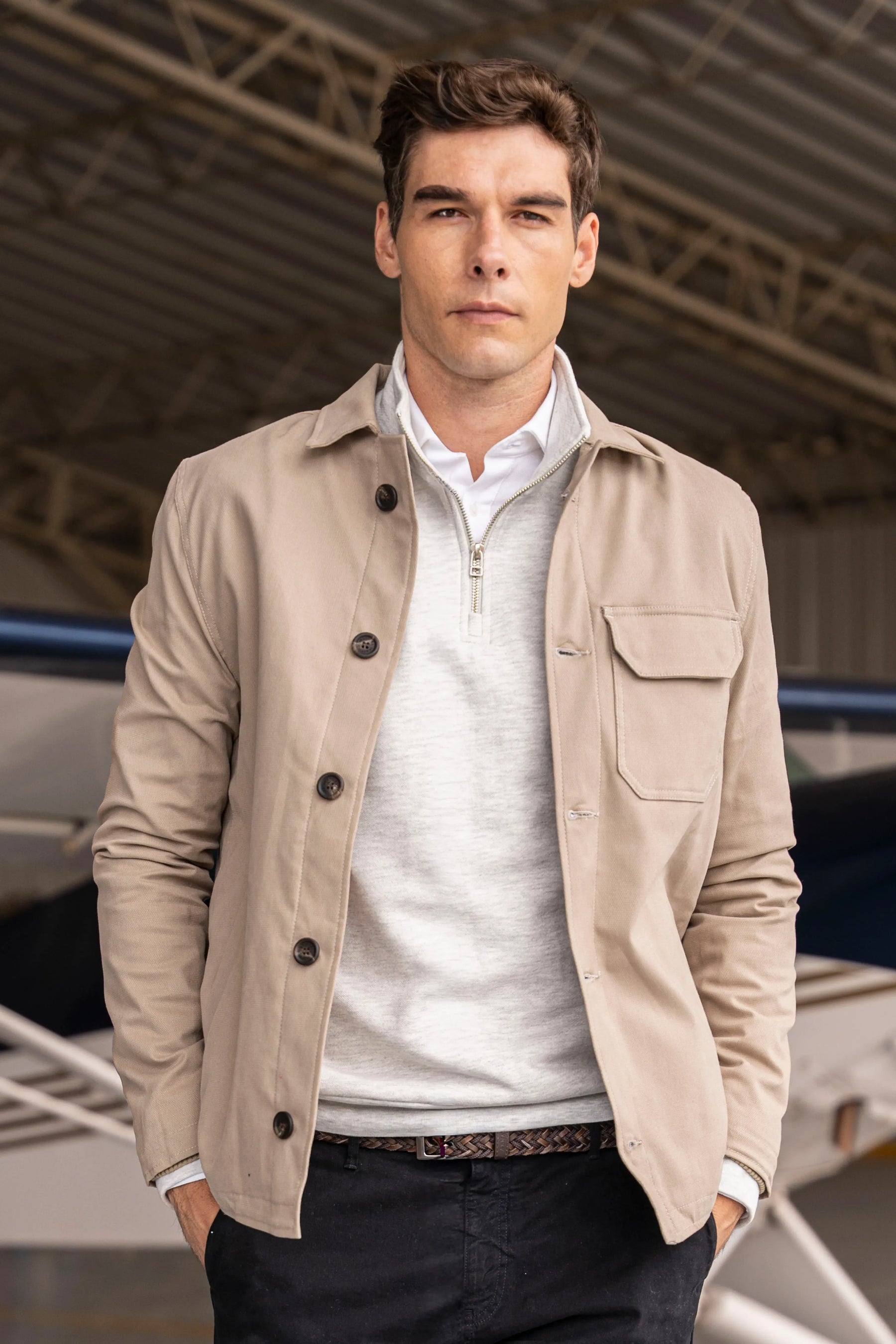 Suéter Halfzip Premium Hombre Arena