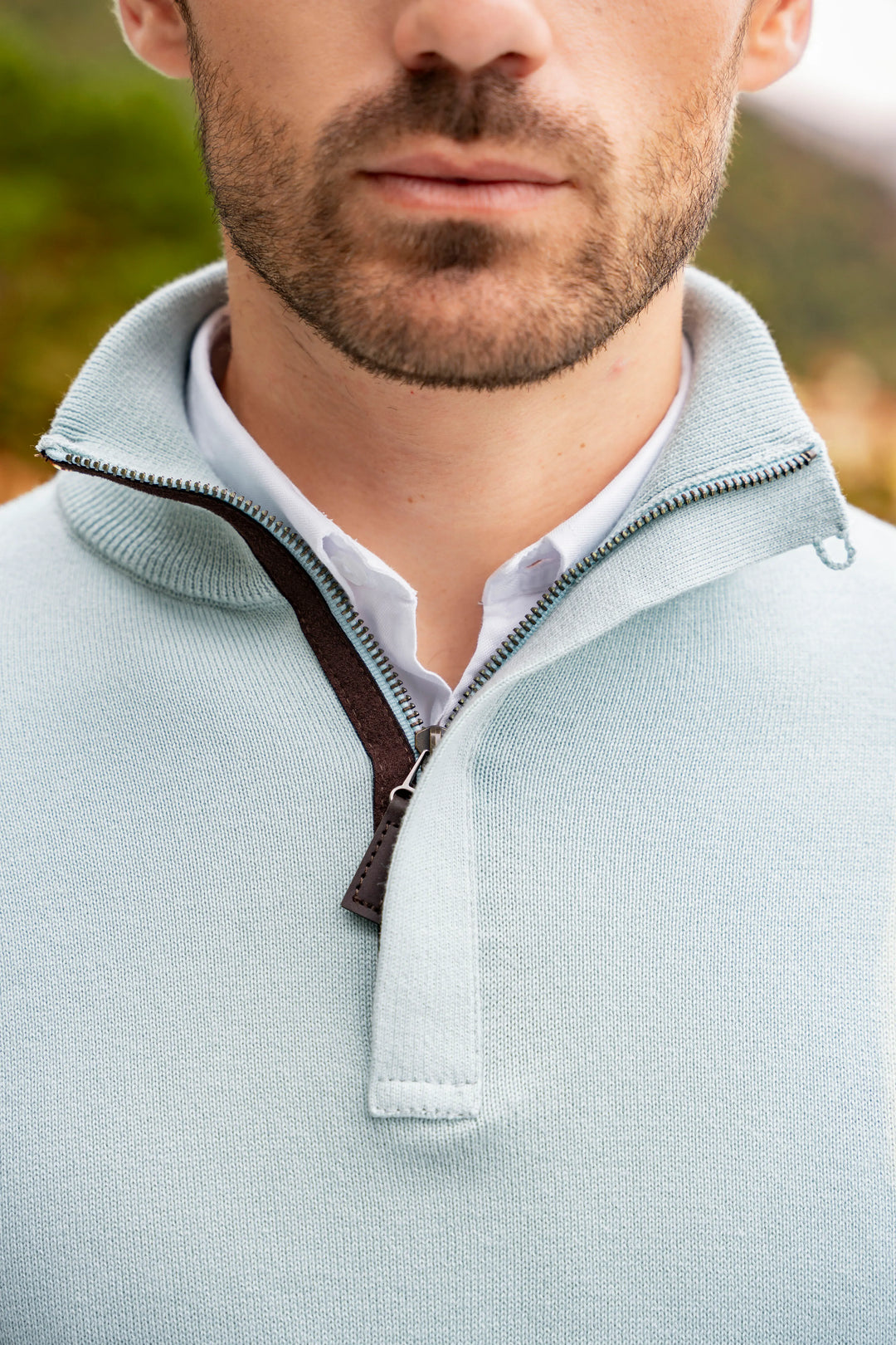 Suéter Halfzip Tesino Leggero Hombre Azul Claro