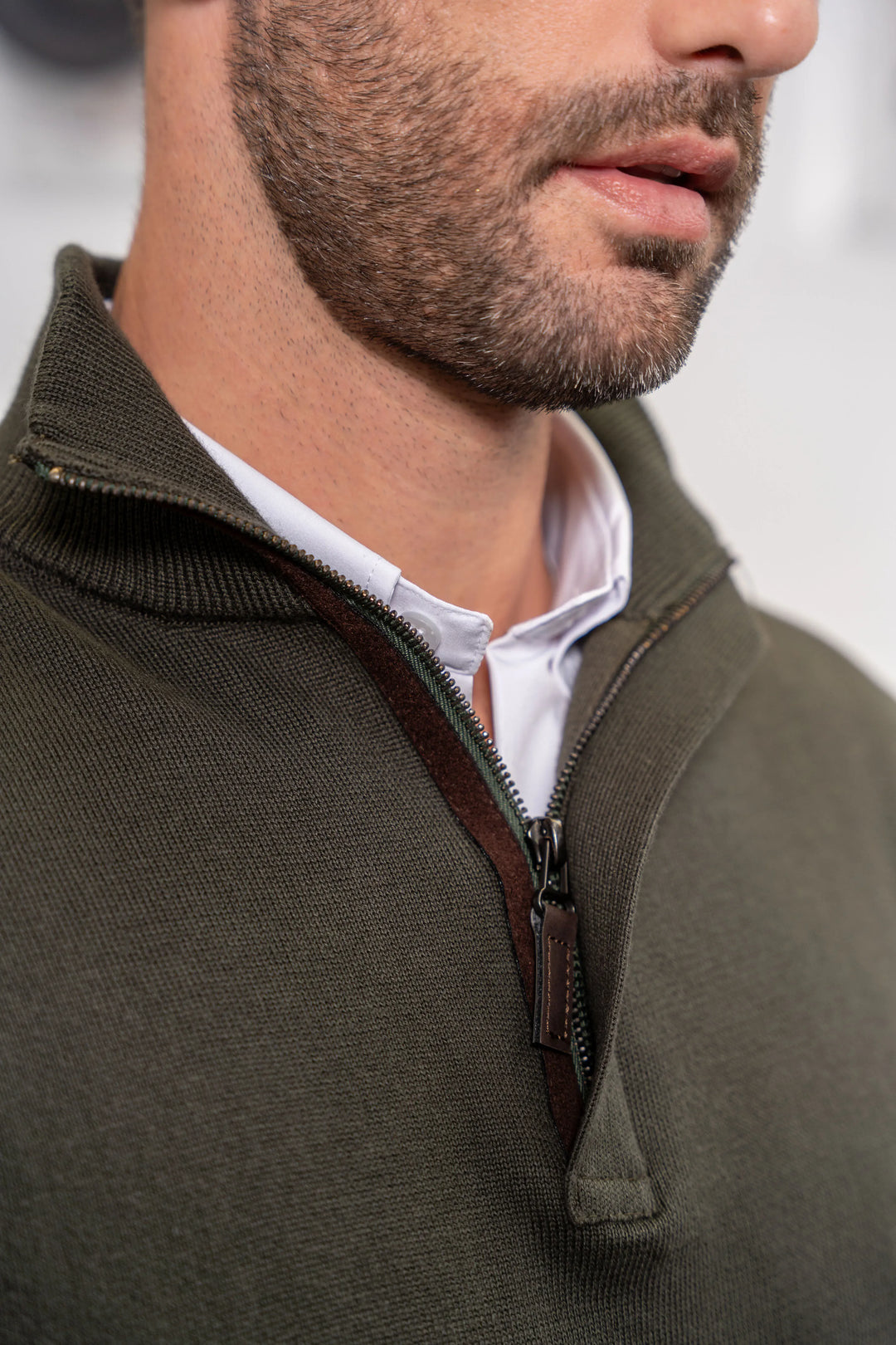 Suéter Halfzip Tesino Leggero Hombre Verde Militar