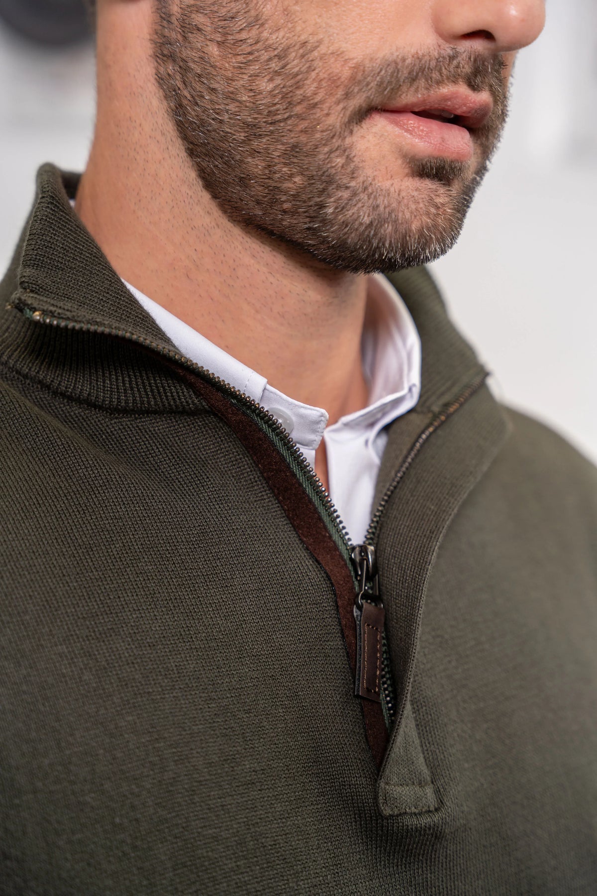 Suéter Halfzip Tesino Leggero Hombre Verde Militar