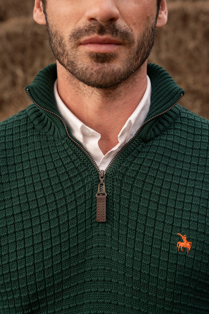 Suéter Halfzip Waffle Hombre Verde