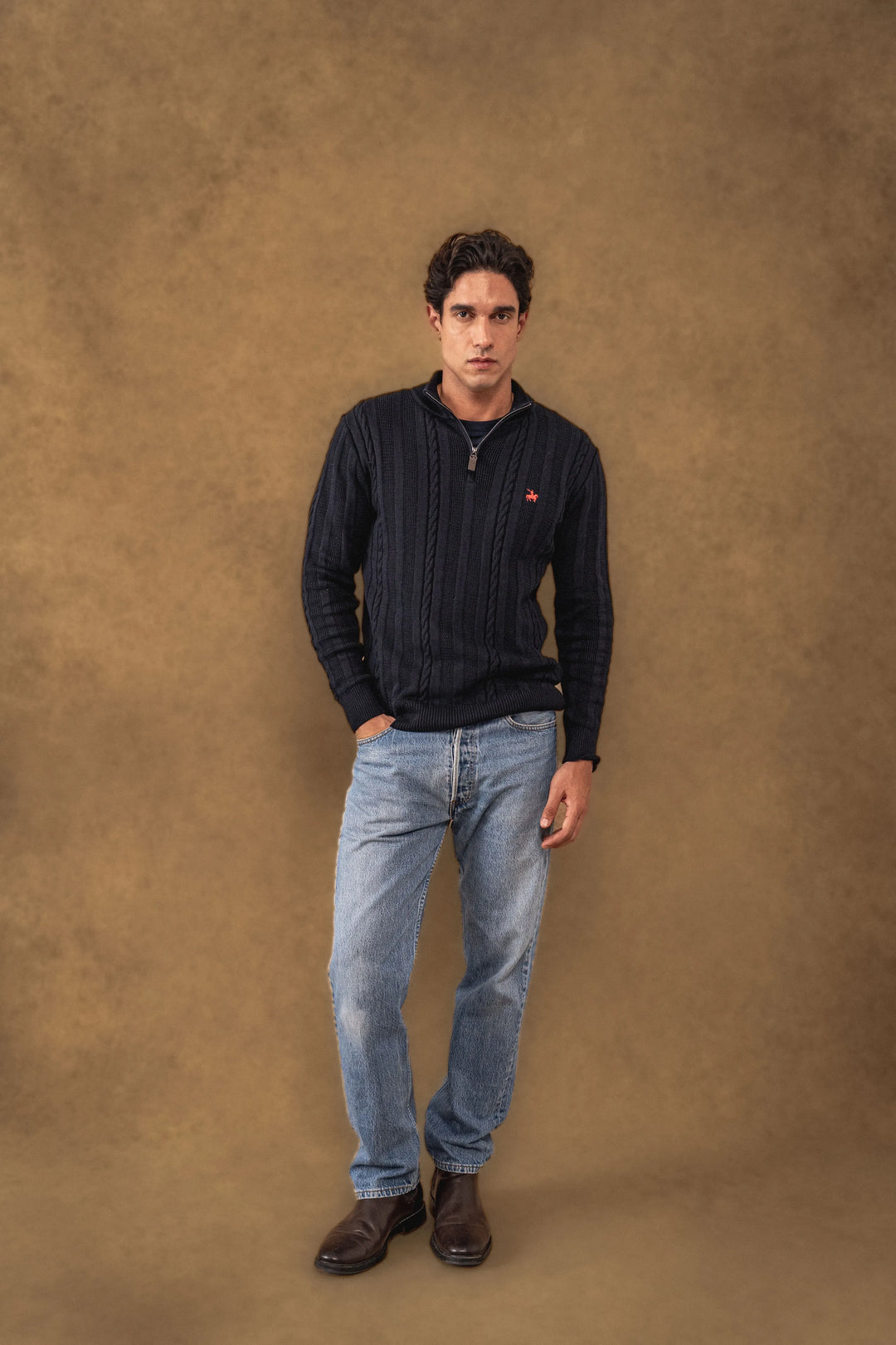 Suéter Halfzip Atlas Hombre Azul Oscuro