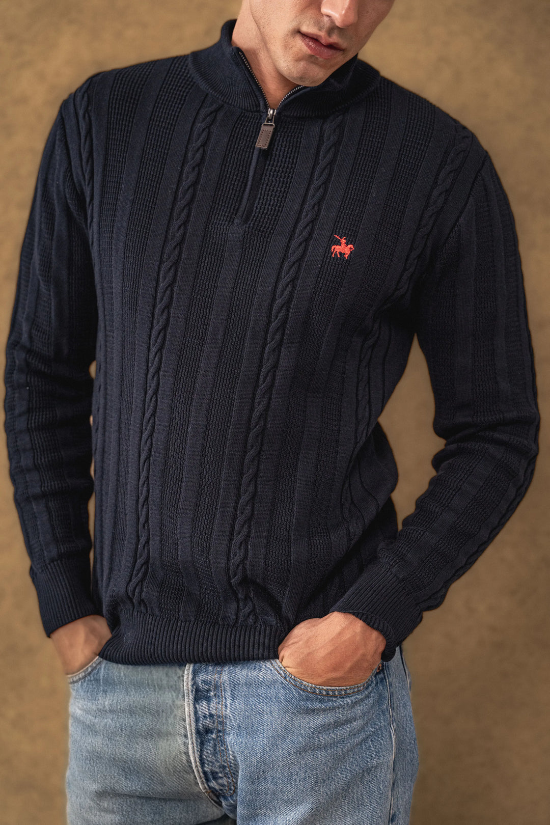 Suéter Halfzip Atlas Hombre Azul Oscuro