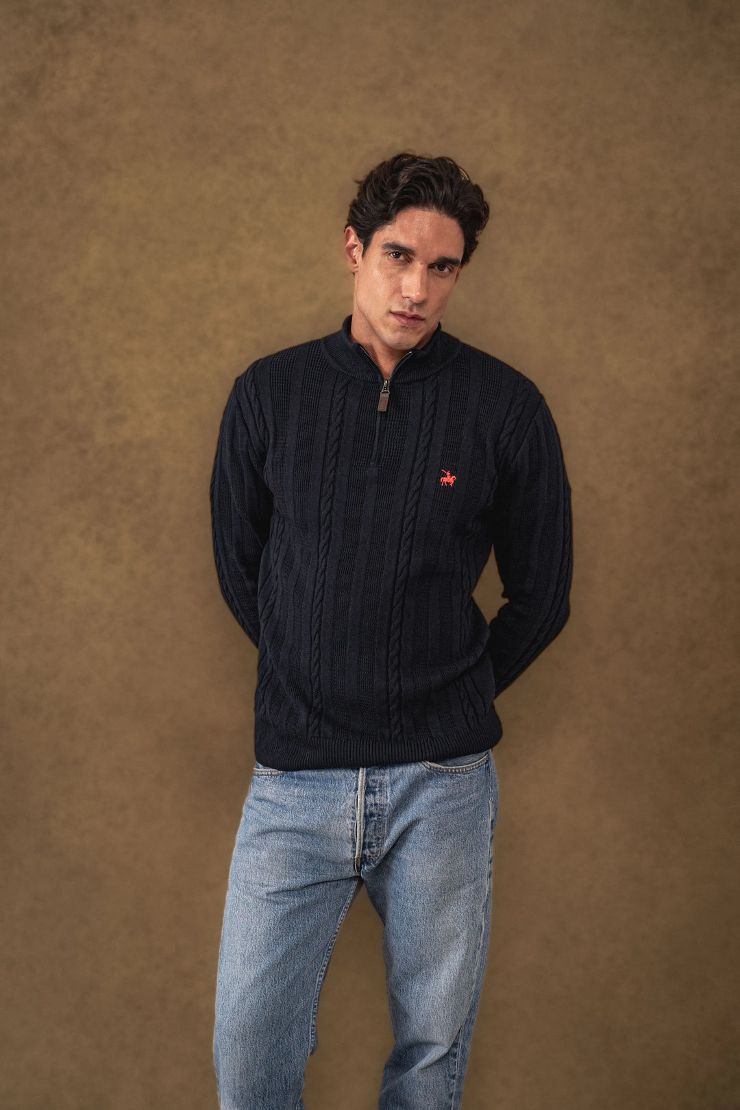 Suéter Halfzip Atlas Hombre Azul Oscuro