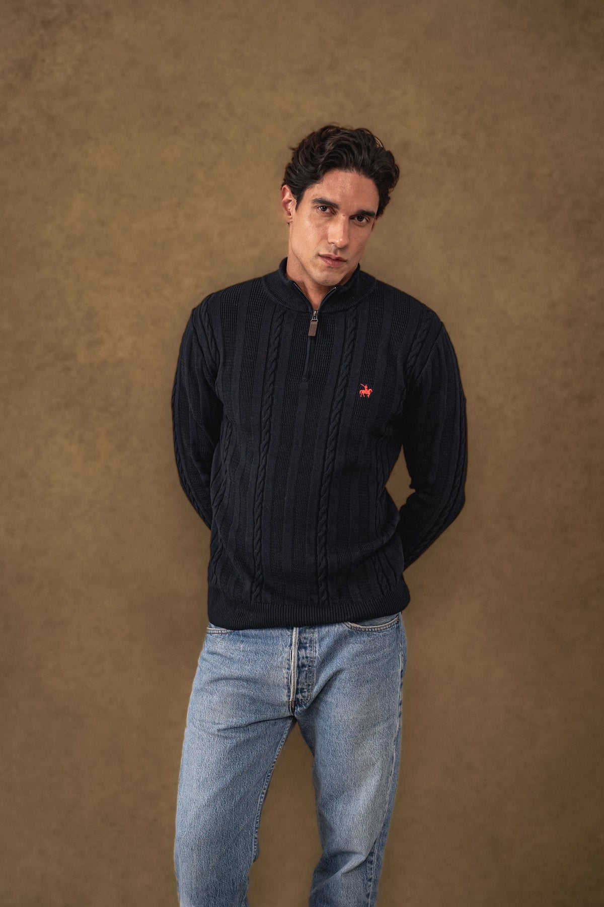 Suéter Halfzip Atlas Hombre Azul Oscuro