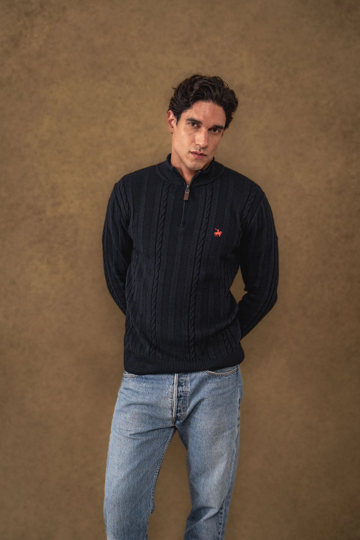 Suéter Halfzip Atlas Hombre Azul Oscuro