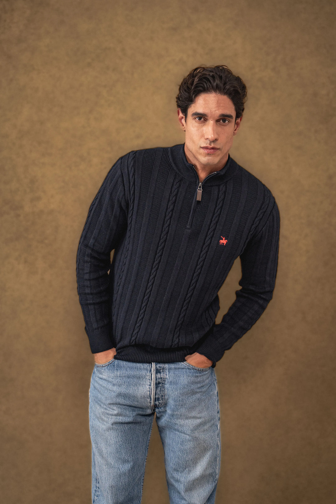 Suéter Halfzip Atlas Hombre Azul Oscuro