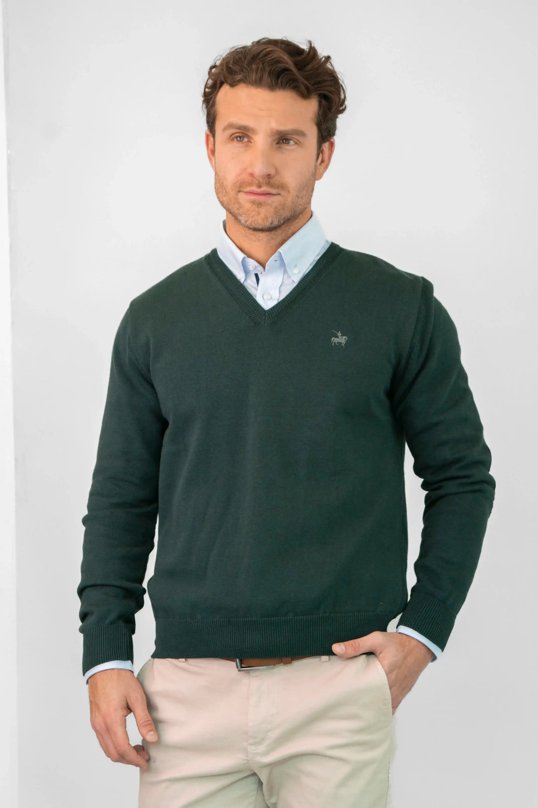 Su ter V neck Hombre Verde Armatura CO