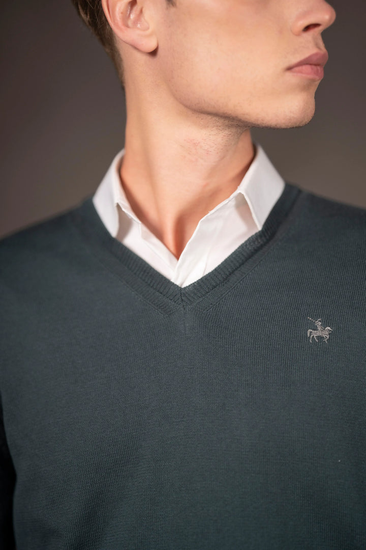 Suéter V neck Hombre Verde