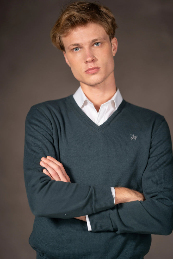 Suéter V neck Hombre Verde