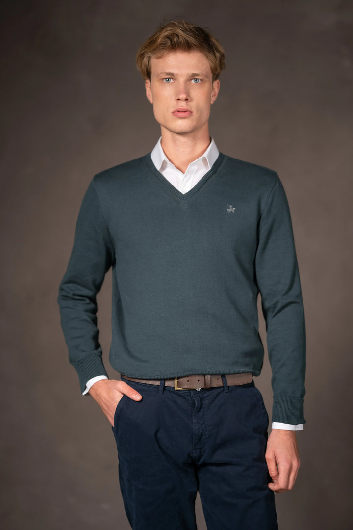 Suéter V neck Hombre Verde