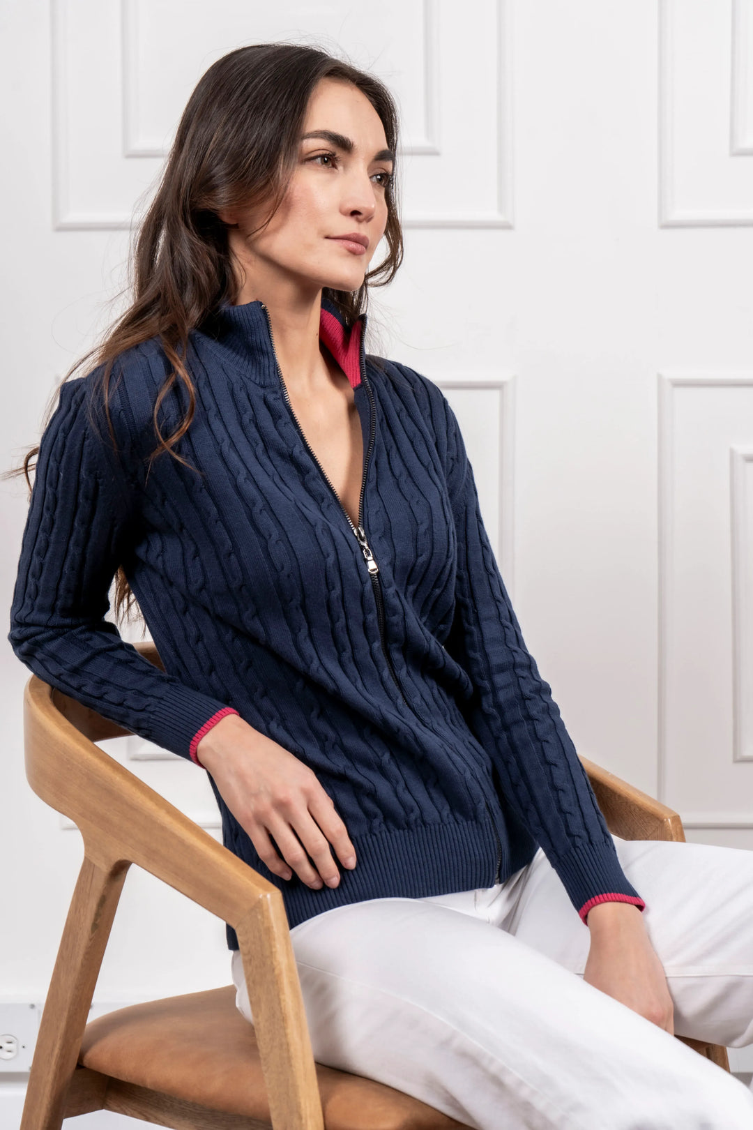 Sueter trenzado abierto Mujer Azul Oscuro