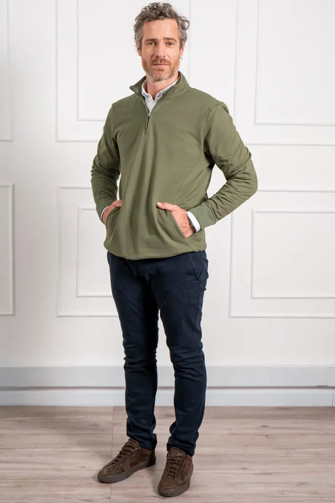 Suéter Halfzip Cozy Hombre Verde