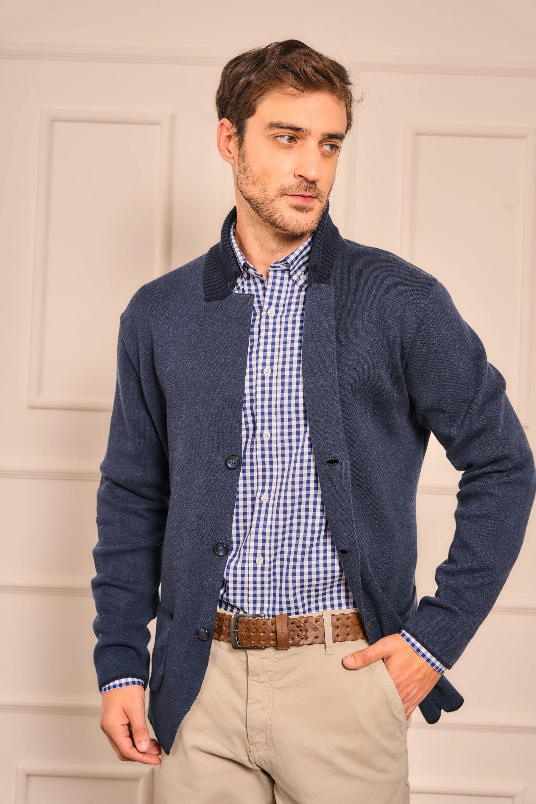 Blazer Tejido Hombre Azul