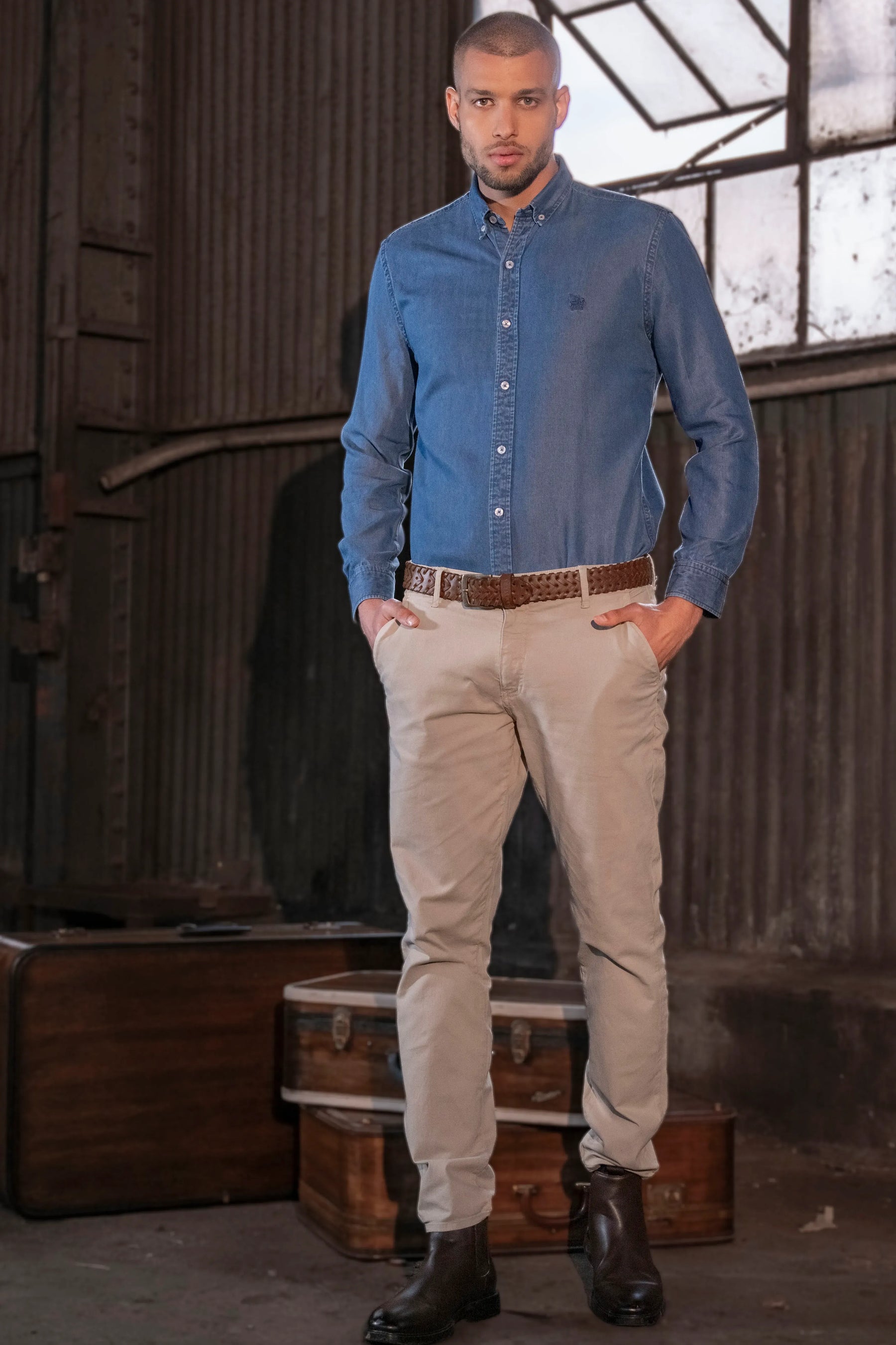 Camisa First-Class Denim Hombre Azul medio