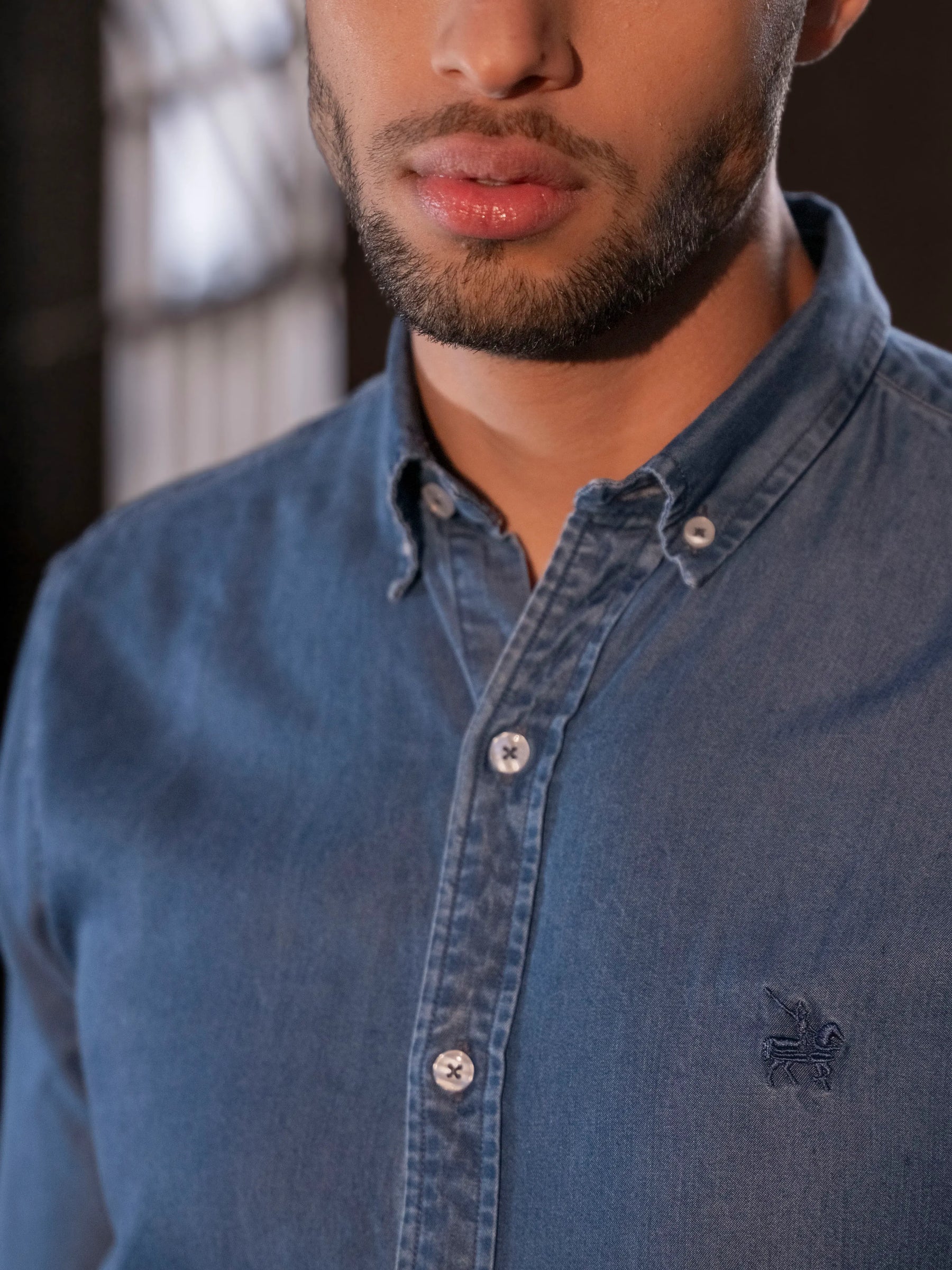 Camisa First-Class Denim Hombre Azul medio
