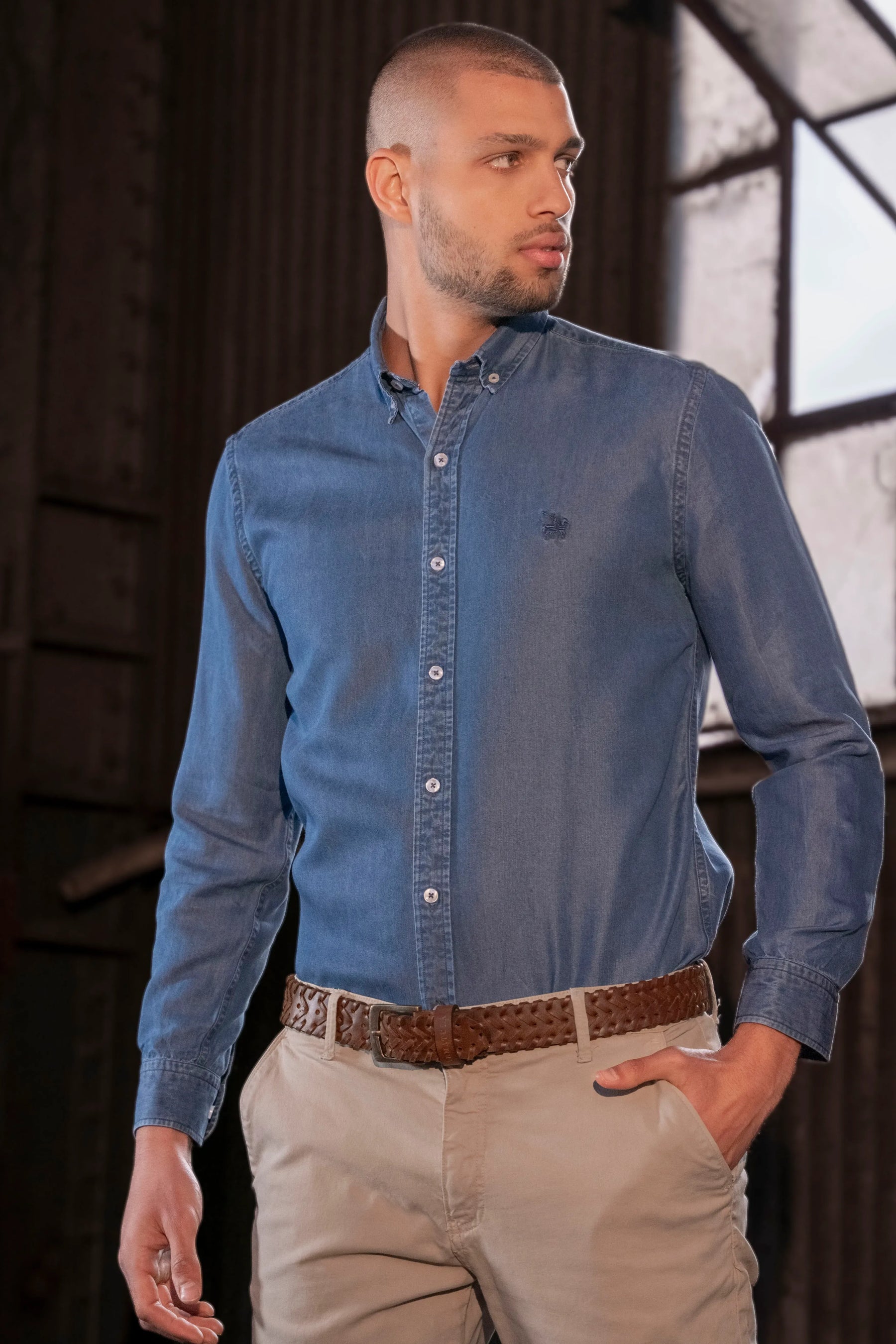 Camisa First-Class Denim Hombre Azul medio