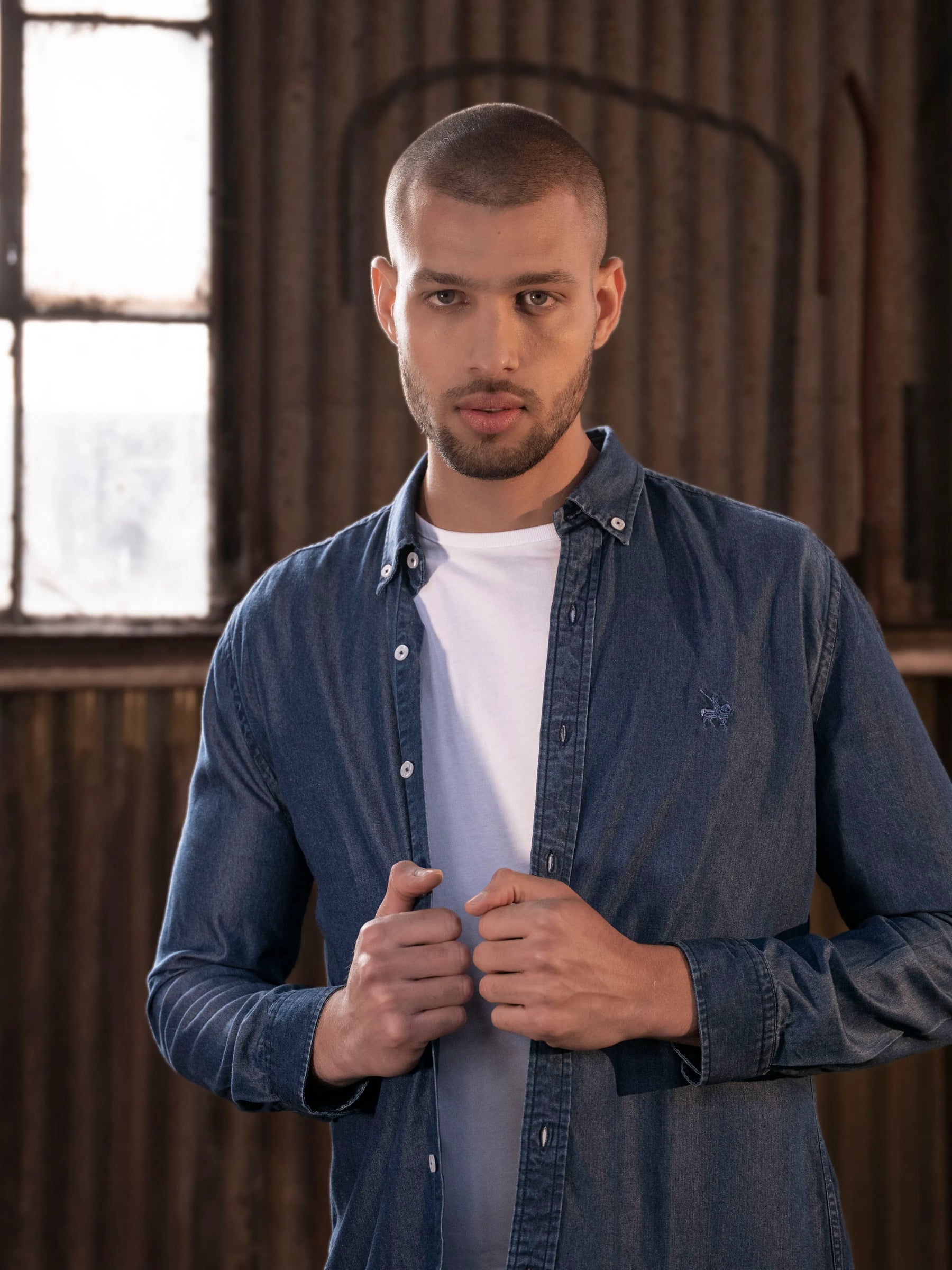 Camisa First-Class Denim Hombre Azul oscuro