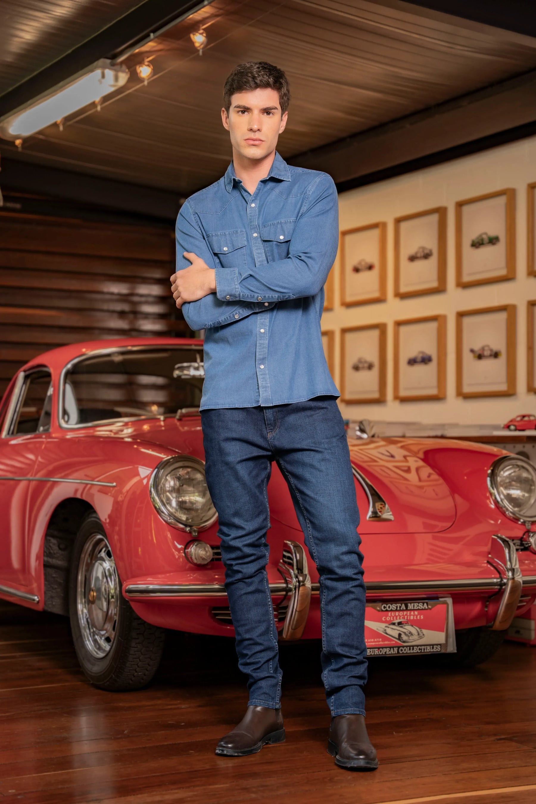 Camisa Denim Western Hombre
