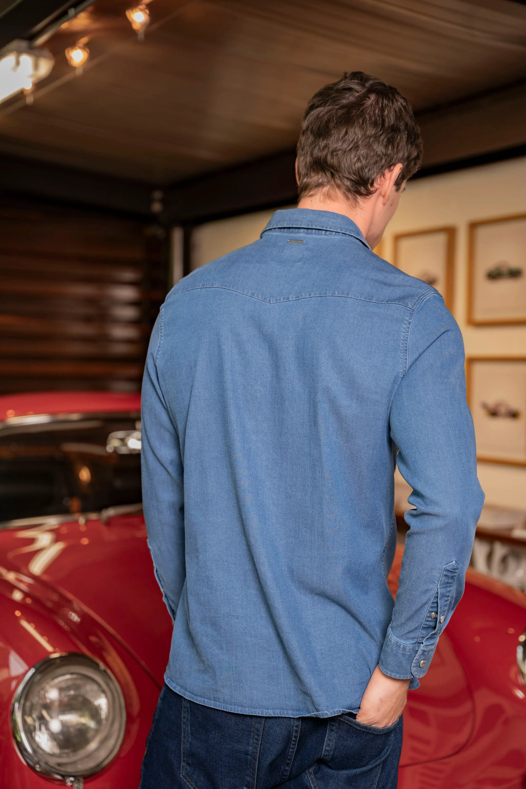 Camisa Denim Western Hombre