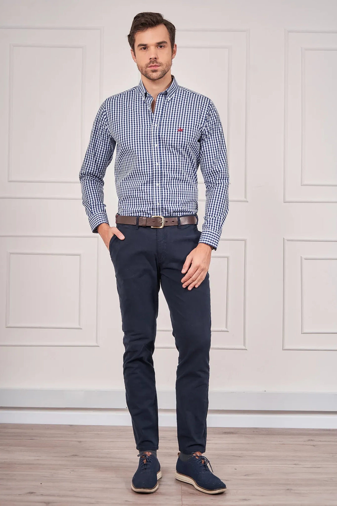 Cómo Combinar Camisa Cuadros Azul Marino Hombre Camisa Cuadros