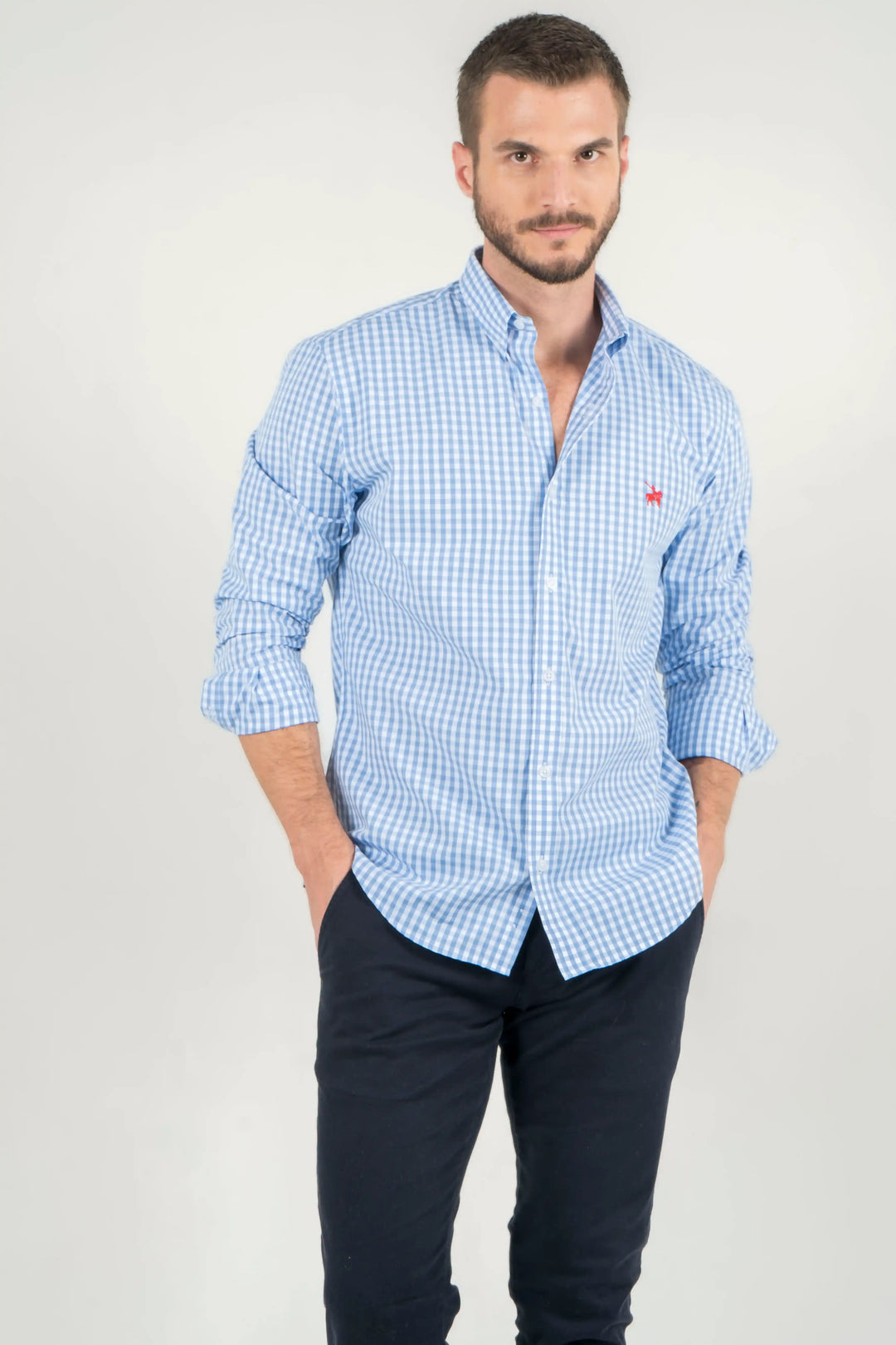 Camisa Cuadros Hombre Prescott Azul claro