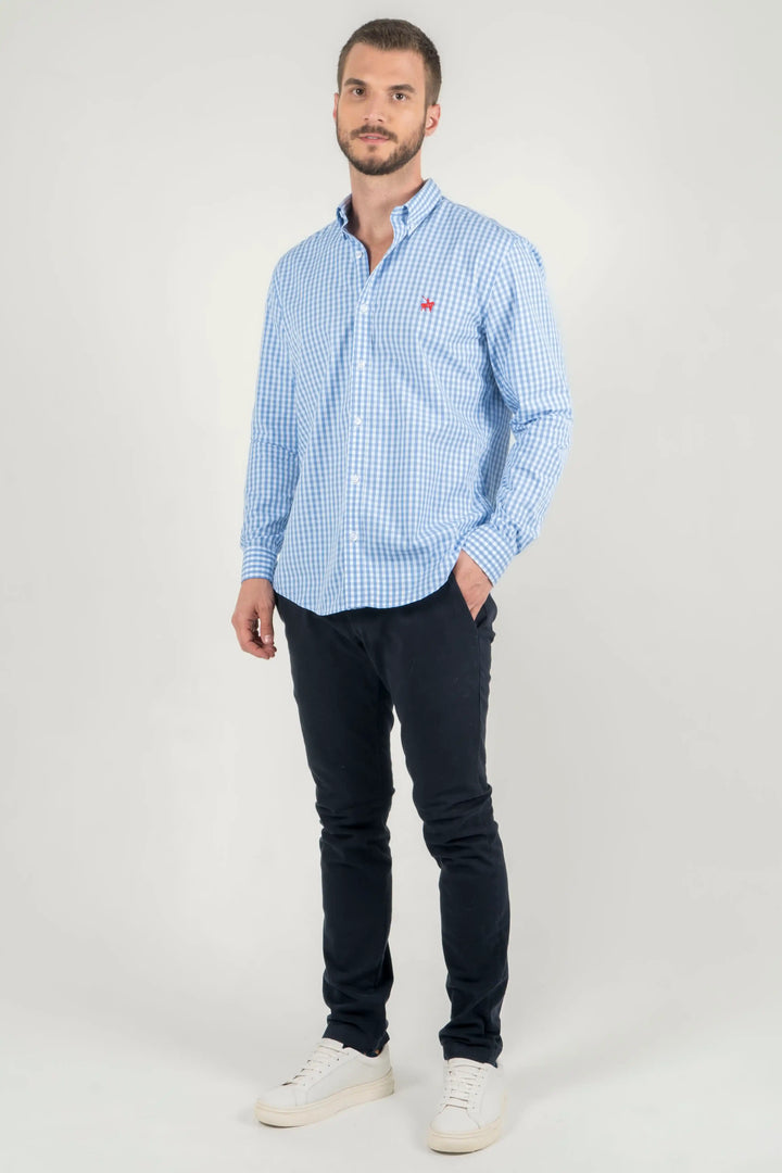 Camisa Cuadros Hombre Prescott Azul claro