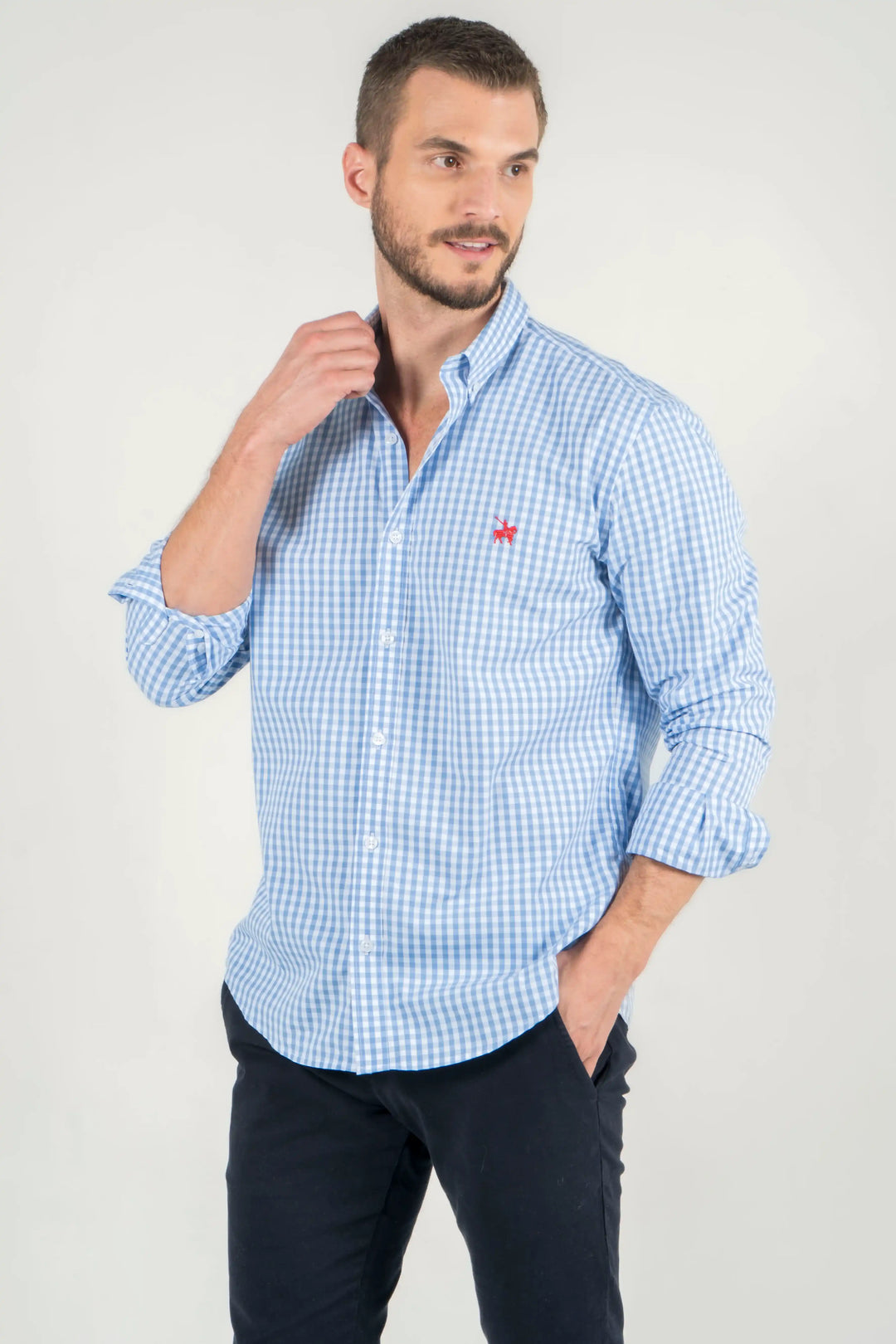 Camisa Cuadros Hombre Prescott Azul claro