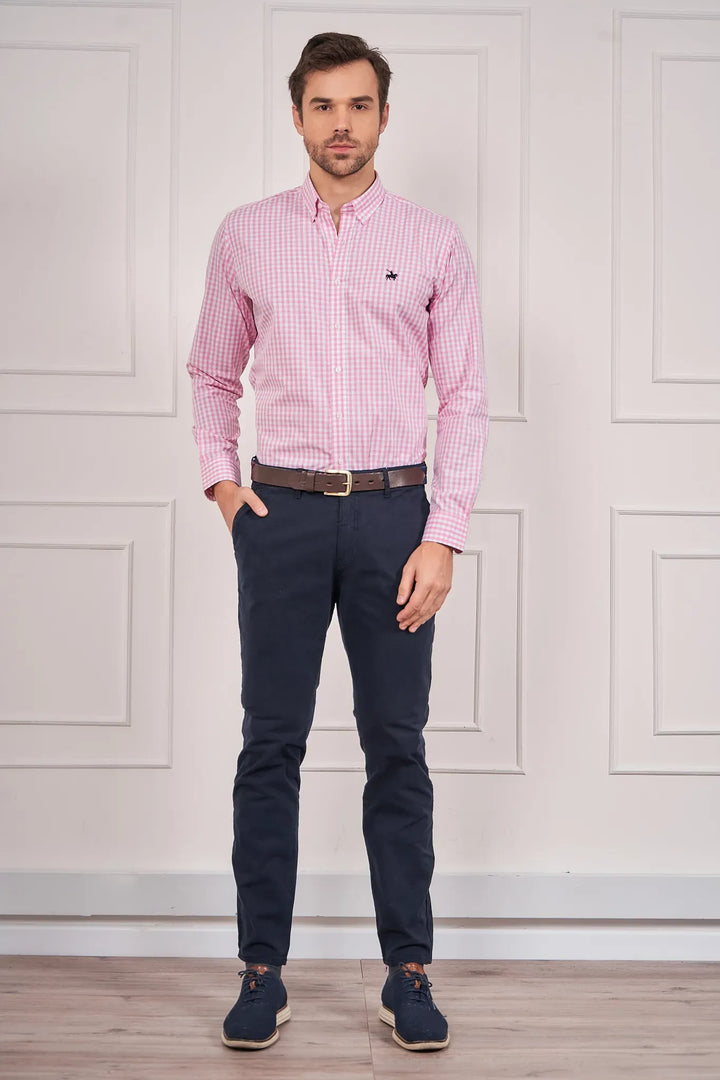 Camisa cuadros Hombre Rosado