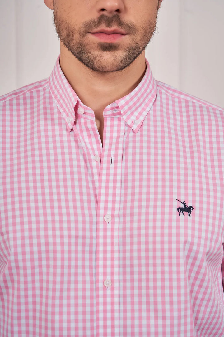 Camisa cuadros Hombre Rosado