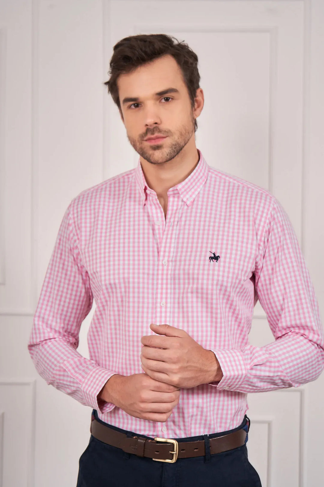 Camisa de cuadros rosa hombre on sale