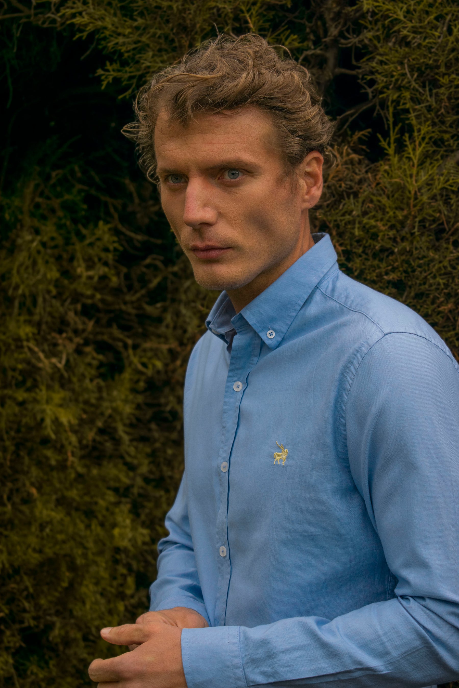 Camisa Oxford Hombre Azul medio