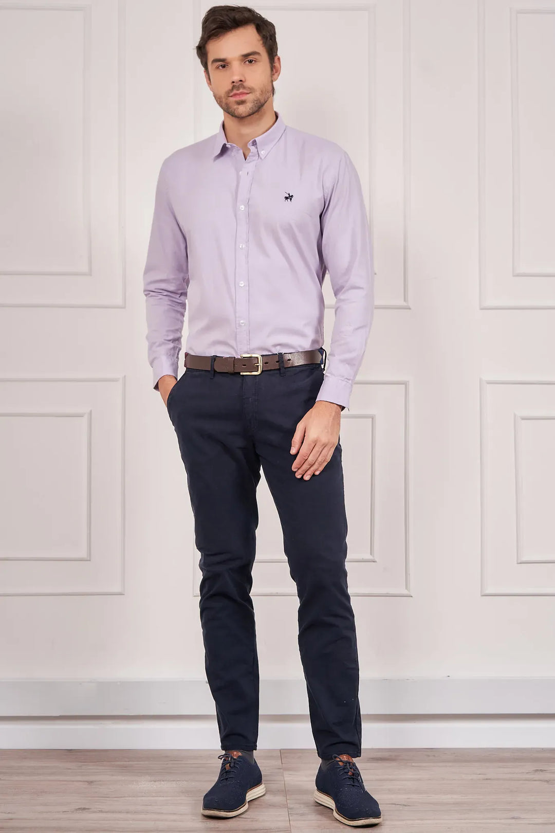 Púrpura Camisas Moradas Hombre Camisa Formal Vittorio Forti Manga