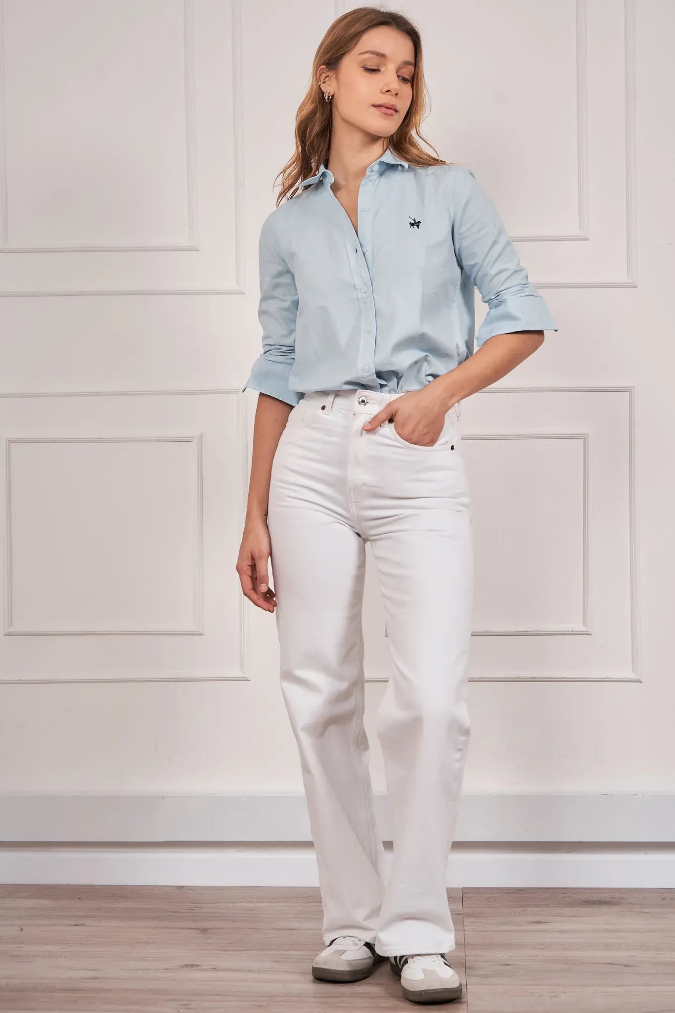 Camisa Oxford Mujer Azul clara