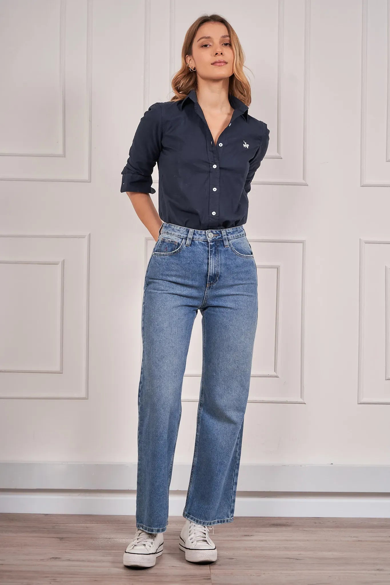 Camisa Oxford Mujer Azul Oscura