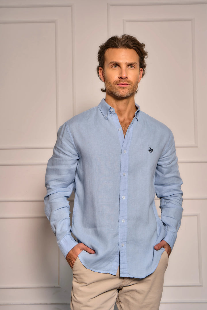 Camisa Mediterráneo Hombre Azul clara